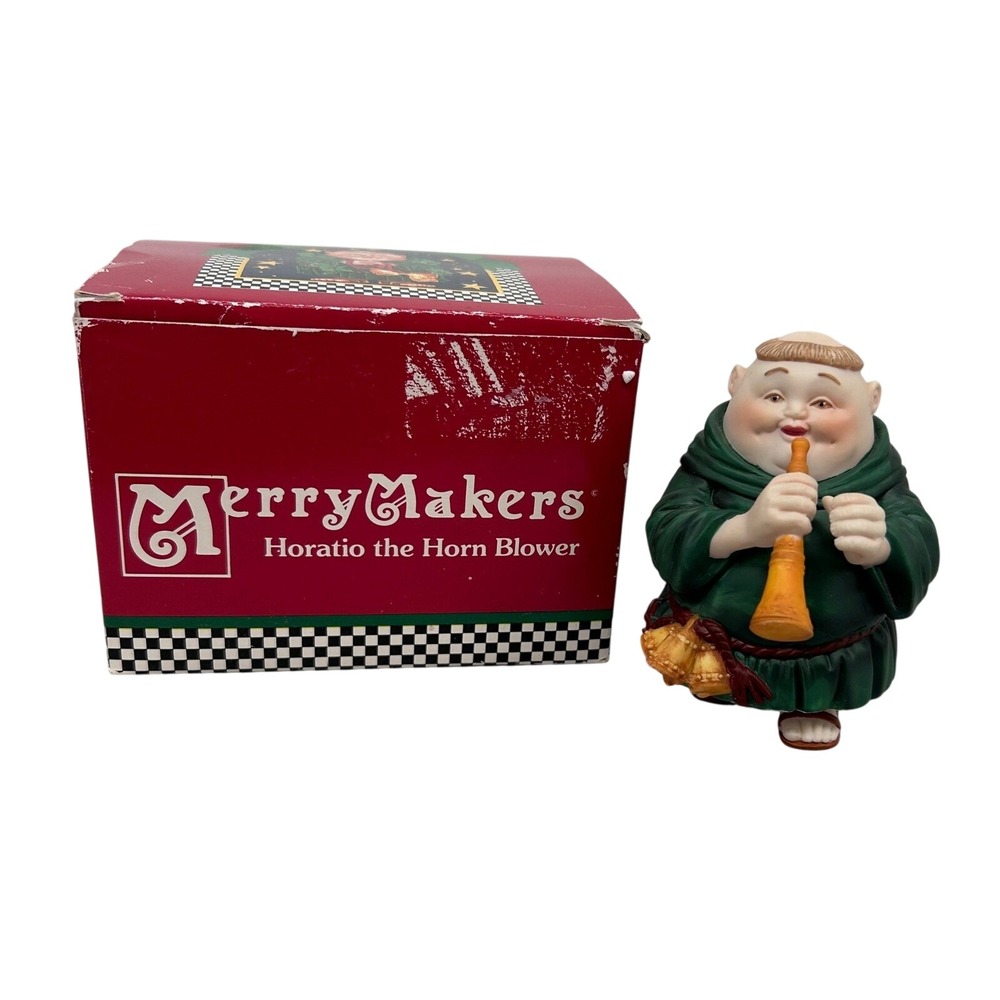 Dept 56 Merrymakers Horatio the Horn Blower Figurine Monk Christmas